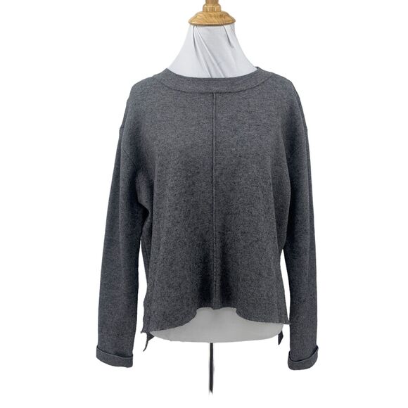 Zara Knit Sweater Womens M Medium Gray Split Seams High Low Cropped Pullover - Picture 1 of 11